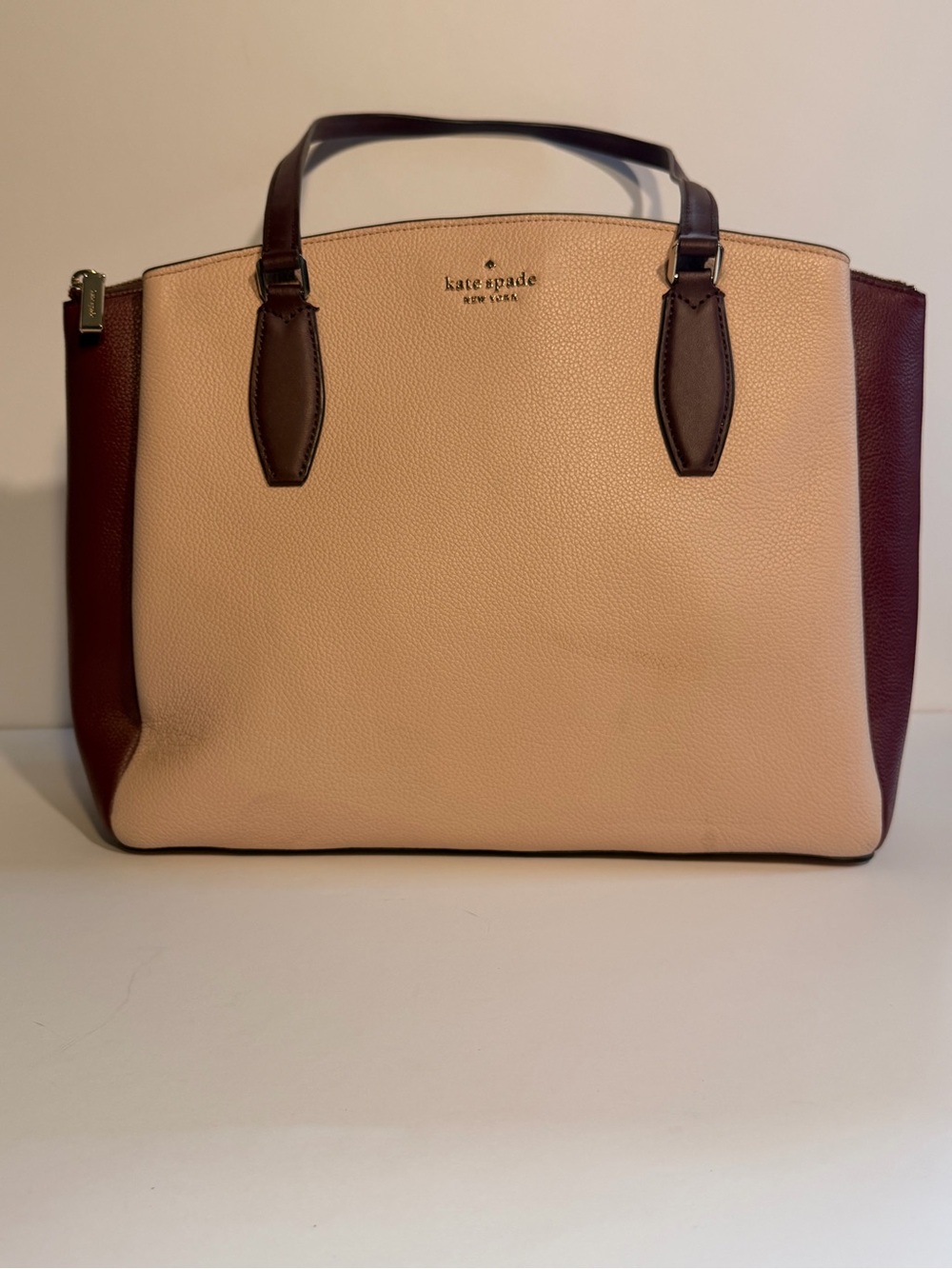 kate spade Two-Tone Pebbled Leather Tote - Pink & Burgundy